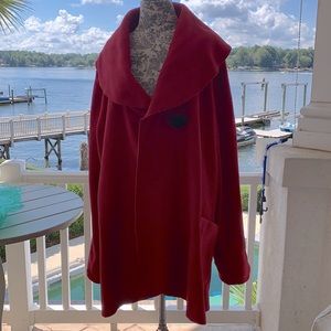 Swing coat women’s size L /XL. red two pockets